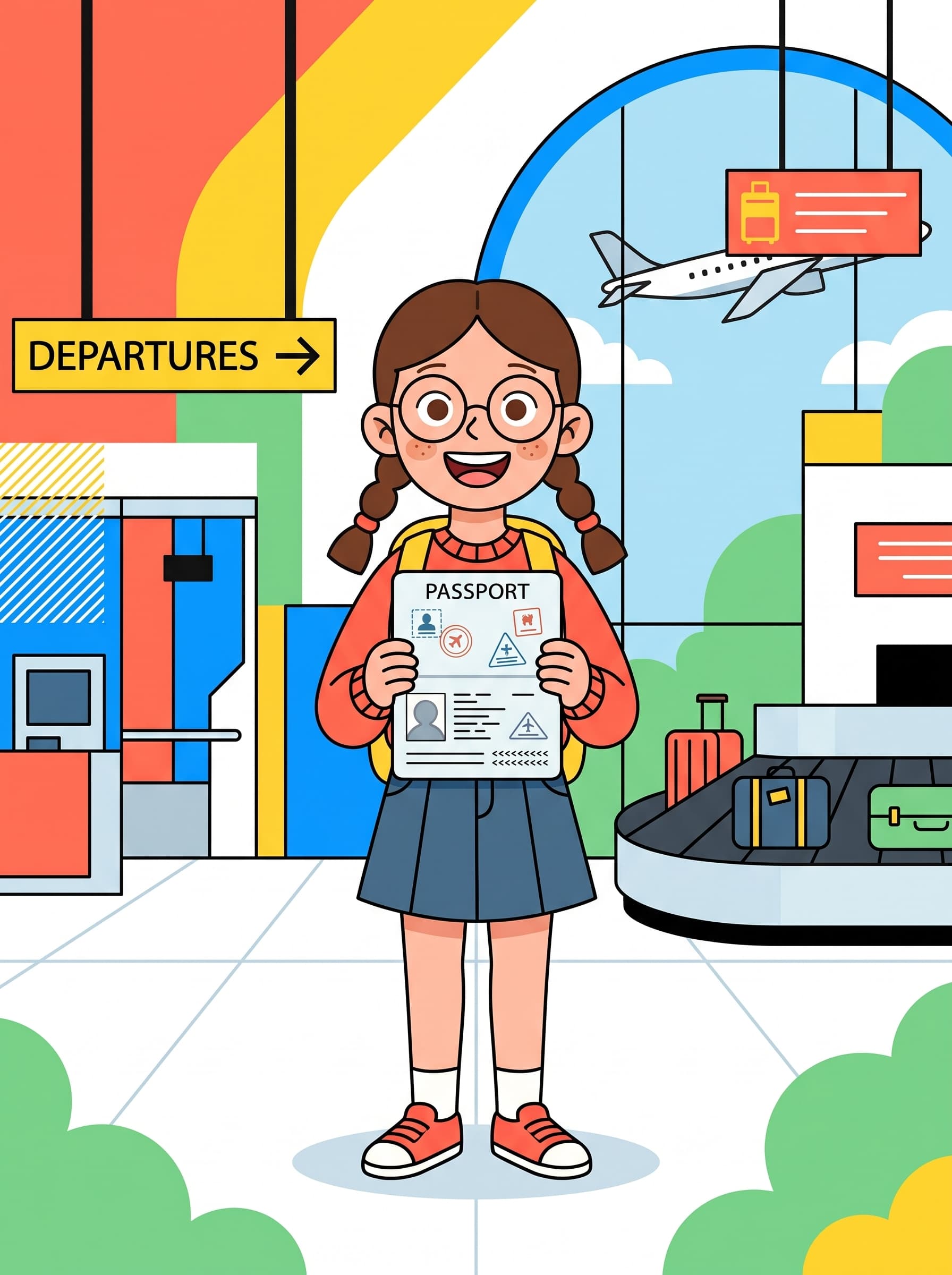 Mia illustrating the word a passport