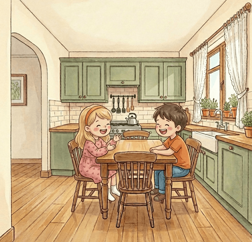 Scene: Kids at kitchen table