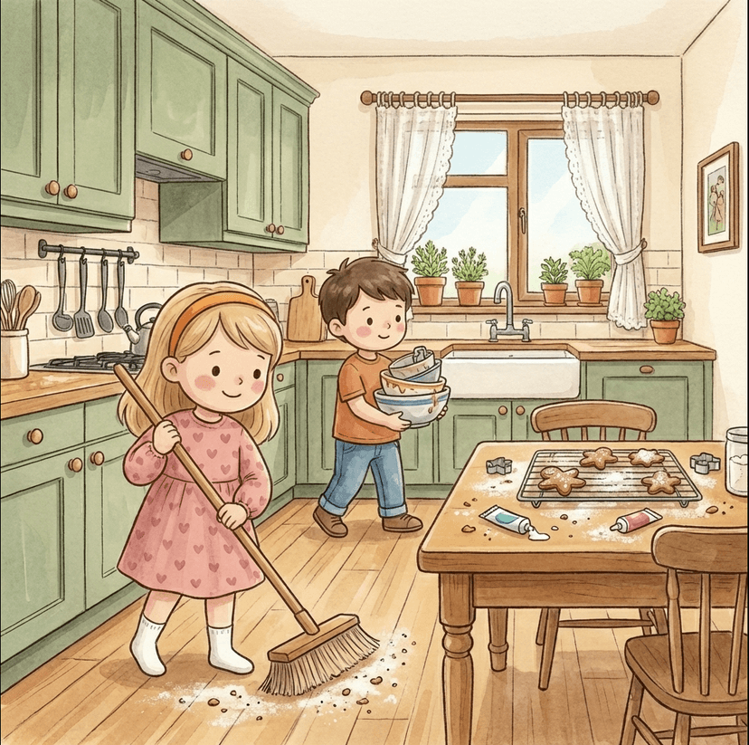 Scene: Kids cleaning