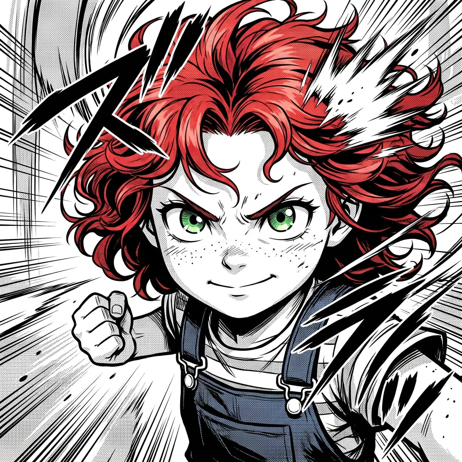 Luna hero portrait in manga action style