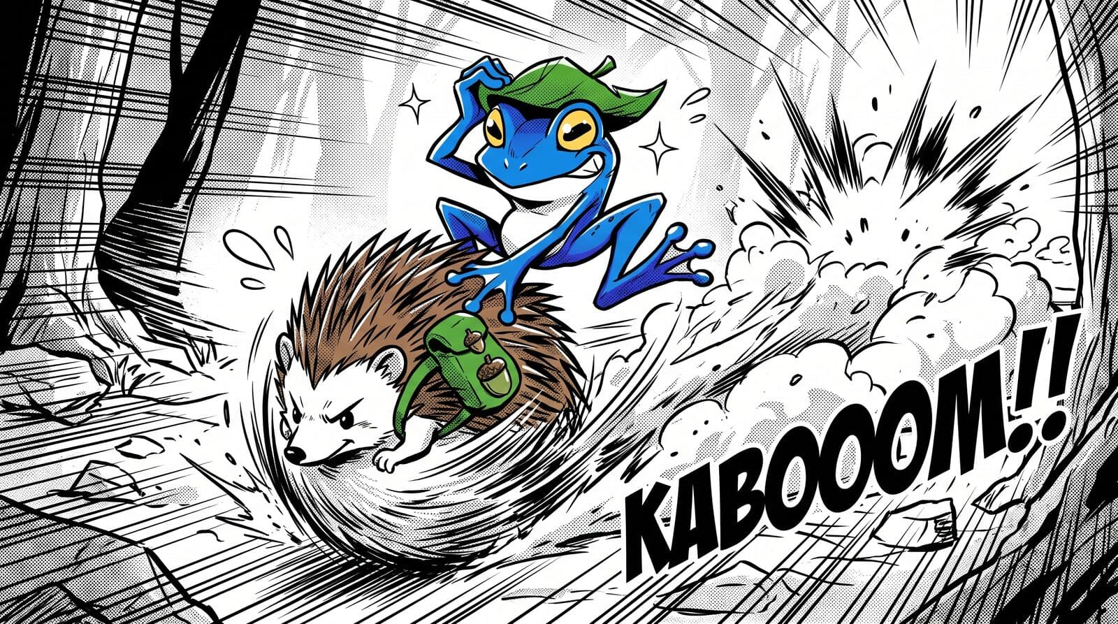 Bramble and Captain Splash in comedic manga action