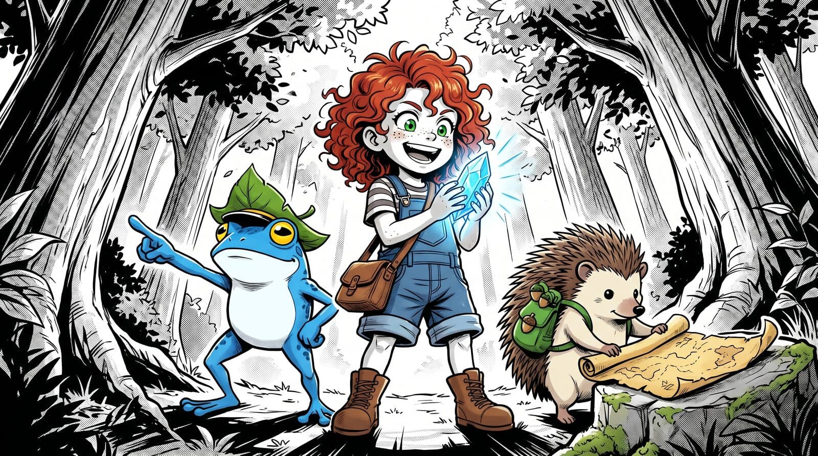 Luna, Captain Splash, and Bramble form their team in the forest