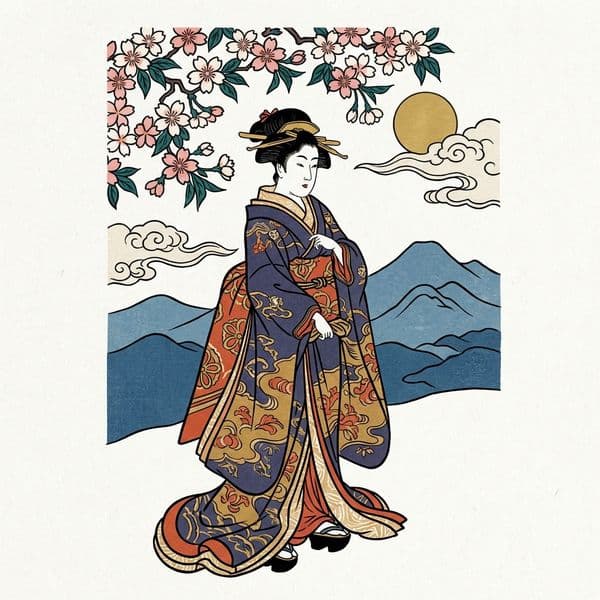 Japanese Woodblock illustration style
