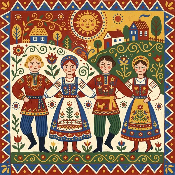 Folk Art Charm illustration style preview